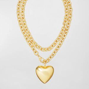 NWOT Roxanne Assoulin The Puffy Heart Necklace in Gold